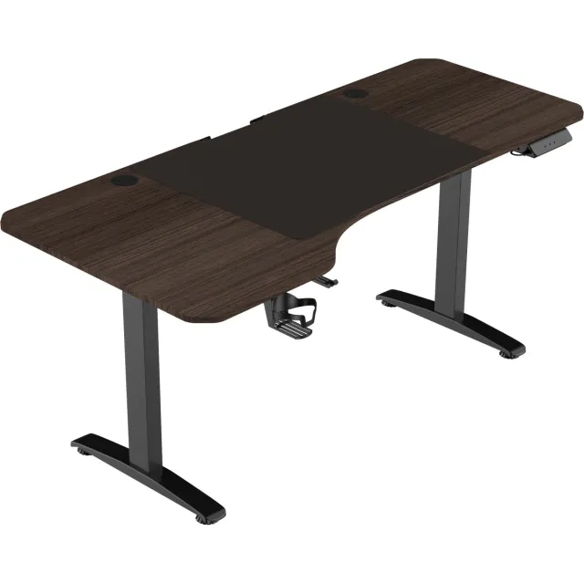 VDD Gaming Bureau - Game Desk - Zit Sta Bureau - Elektrisch in Hoogte Verstelbaar - Zit-sta Bureau - Game Bureau - Gaming Desk - Computer Tafel - 160 x 75 cm - Bruin - Maximale hoogte 120 cm Bruin - hoek links