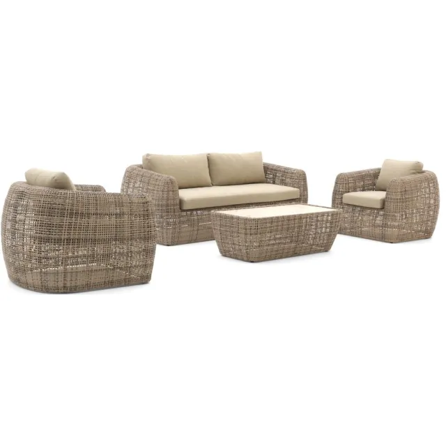 Intenso Furniture Intenso Marecchia stoel-bank loungeset 4-delig Taupe