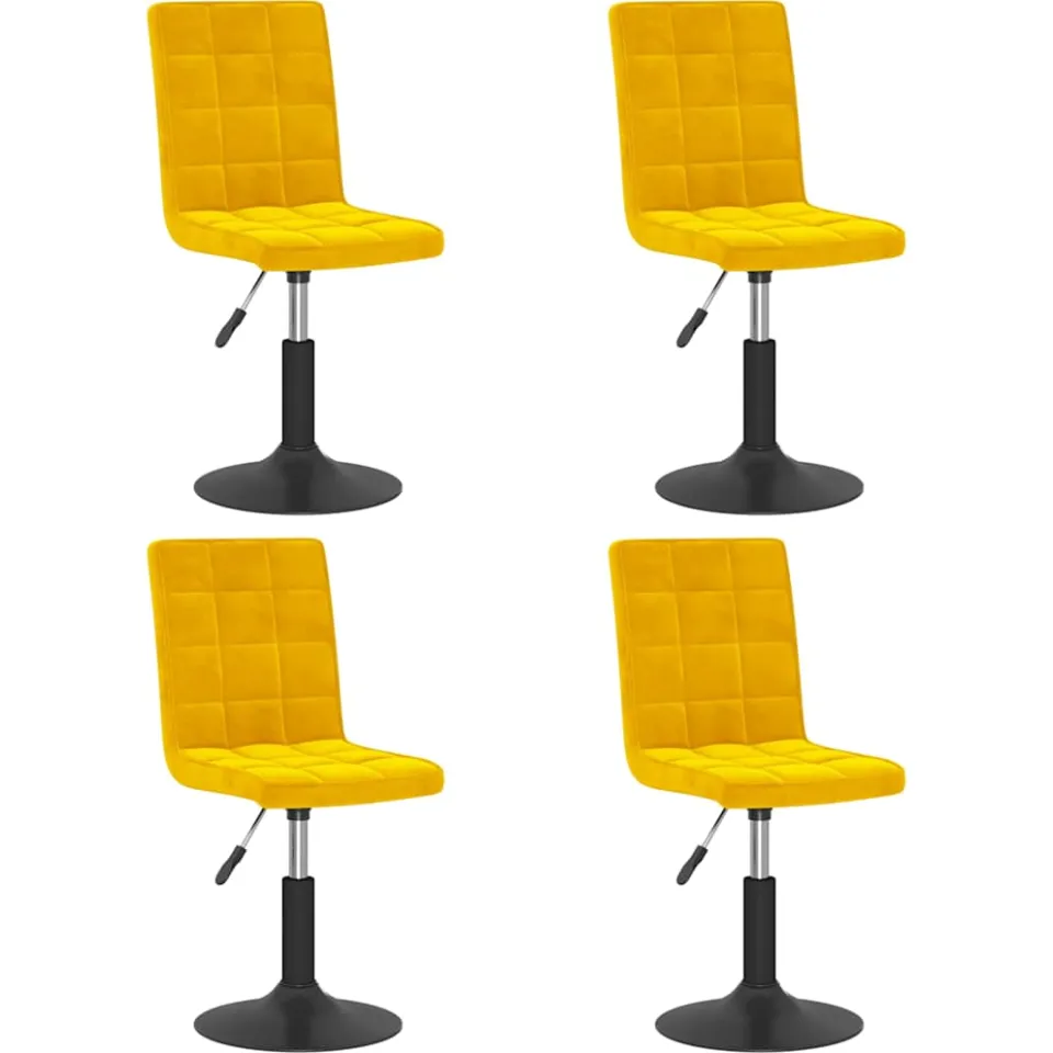 vidaXL Eetkamerstoelen draaibaar 4 st fluweel mosterdgeel, foto 3