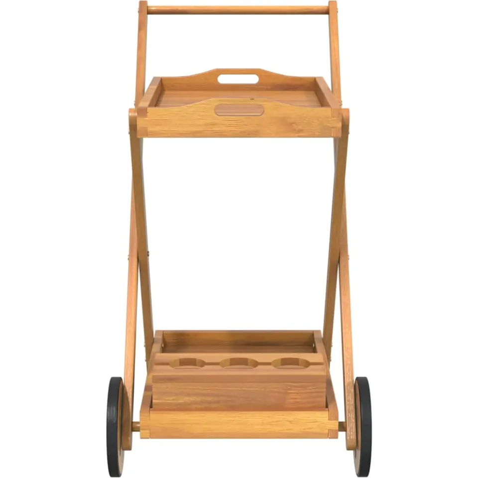 vidaXL Serveerwagen 54x87x90 cm massief acaciahout Bruin