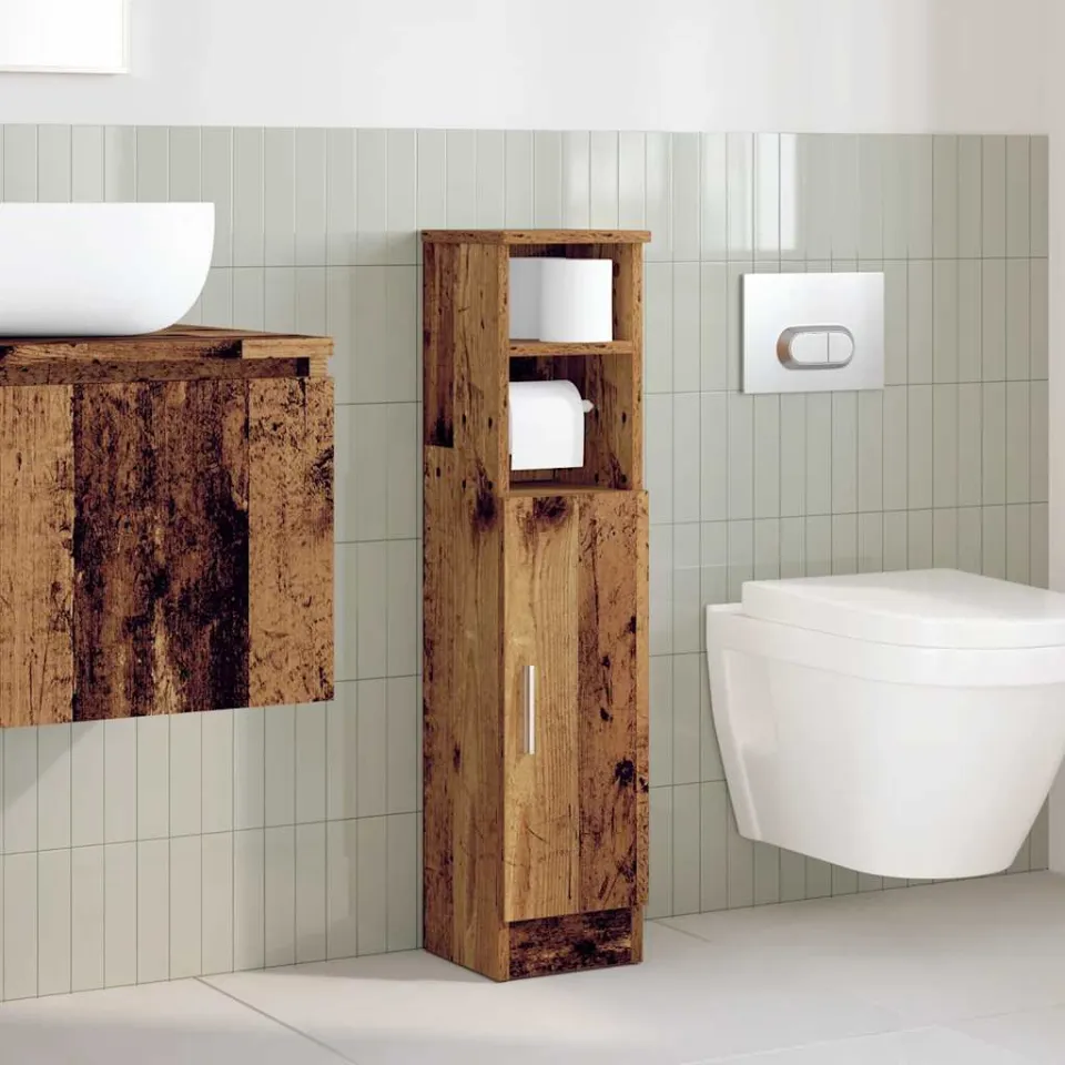 vidaXL Badkamerkast met rolhouder 20,5x22x90 cm oud houtkleurig bruin, foto 2