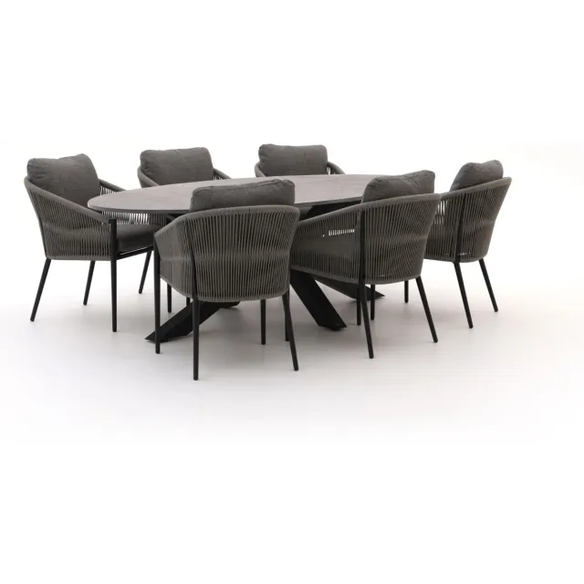 Bellagio tuinmeubelen Bellagio Mineo/Induno Ellips 240cm dining tuinset 7-delig Grijs