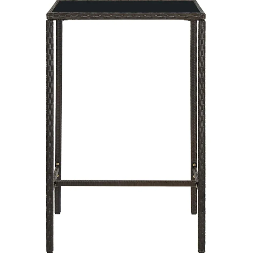 vidaXL Tuinbartafel 70x70x110 cm poly rattan en glas bruin