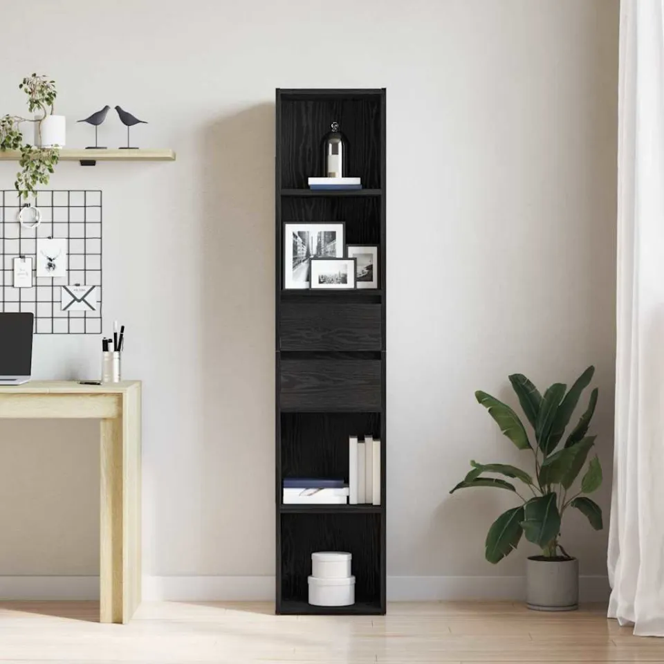 vidaXL Boekenkast 4-laags 36 x 30 x 171 cm Bewerkt hout Zwart Eiken, foto 3