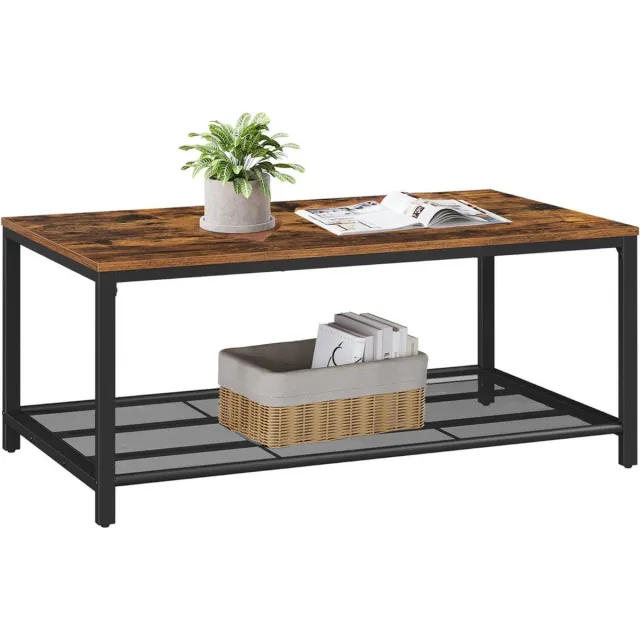 Acaza Salontafel - Vintage Bruin / Zwart - 106 x 60 x 45 cm (L x B x H) - Met Opbergruimte - Salontafel Industrieel - Table Basse - Koffietafel