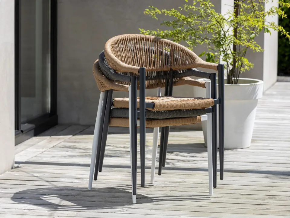 Manifesto Furniture Manifesto Belpasso/Canzo 80cm dining tuinset 5-delig stapelbaar inklapbaar grijs, foto 5