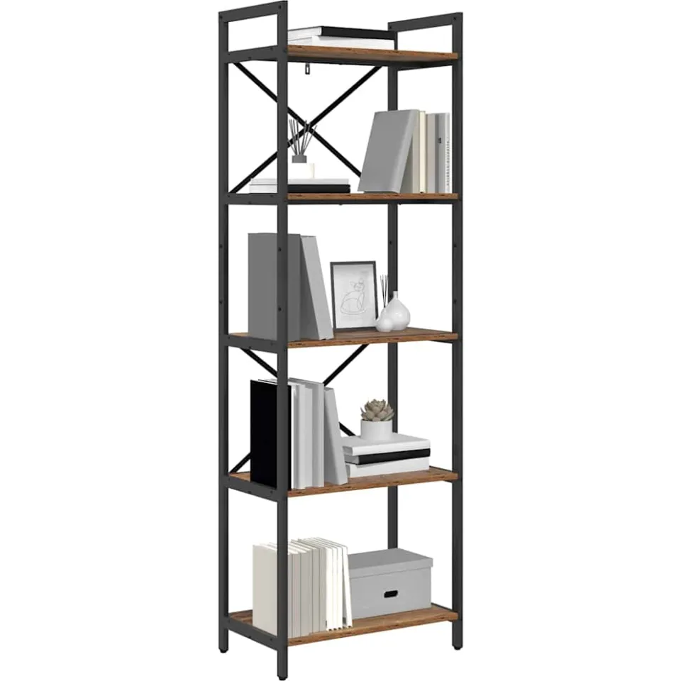 vidaXL Boekenkast 5-laags 56 x 34 x 171 cm Bewerkt hout Oud Hout Bruin