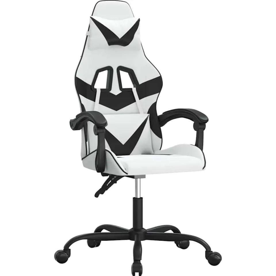 vidaXL Gamestoel kunstleer wit en zwart, foto 3