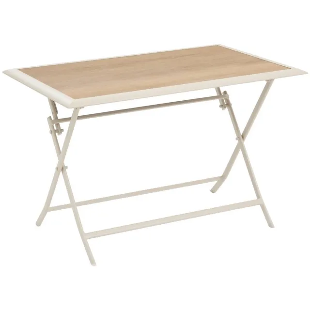 Hespéride Opvouwbare tuintafel voor 4 personen van aluminium en glas met houtlook AZUA Beige
