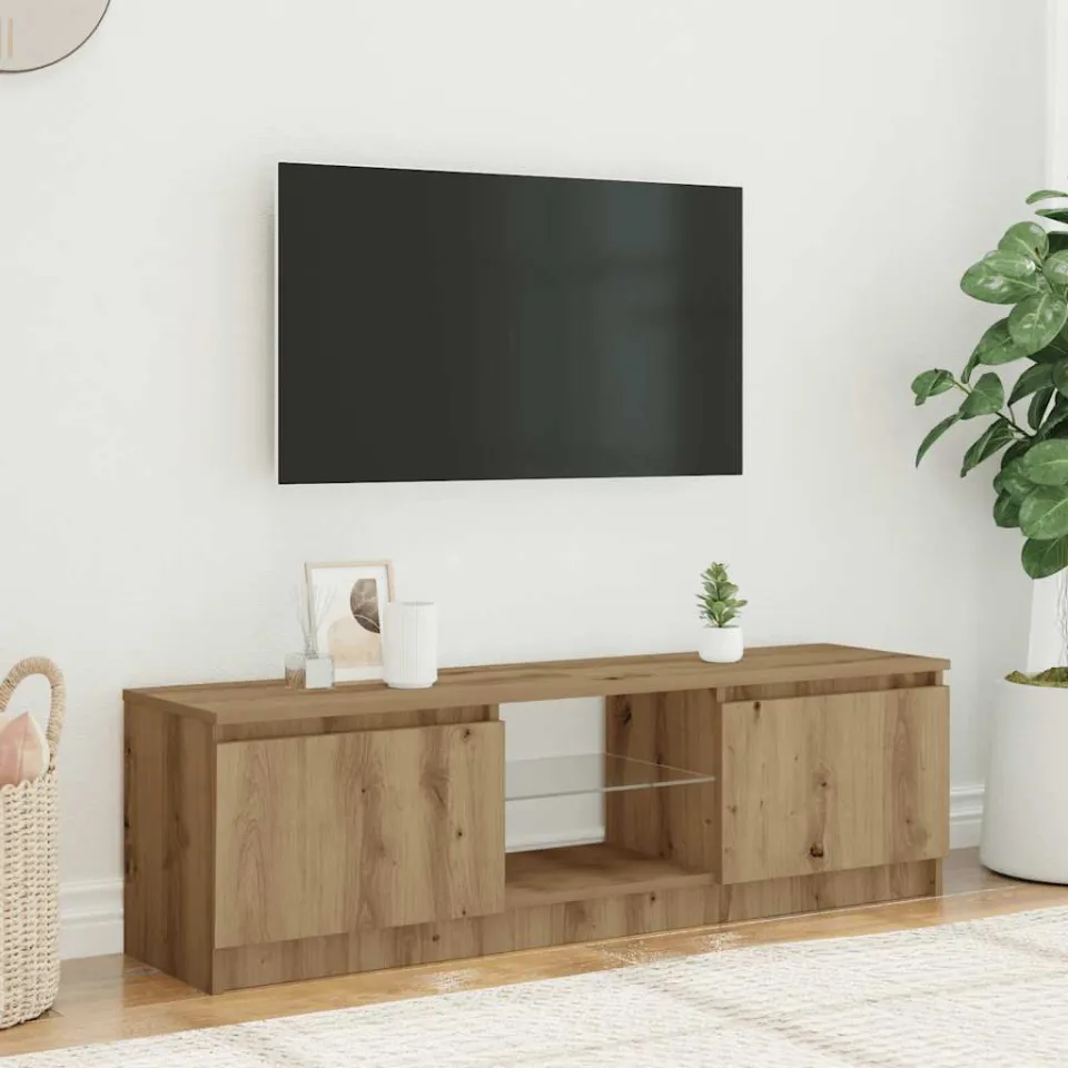 vidaXL Tv-meubel met LED 120x30x36 cm bewerkt hout artisanaal eiken, foto 3