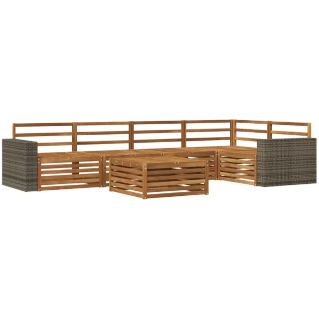 vidaXL Buiten - bank - set - 6 - st - 5-zits - Naturel - Massief - Acacia - Hout