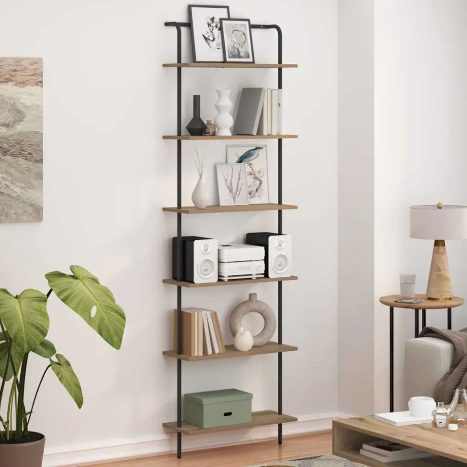 vidaXL Boekenkast 6-laags 60 x 24 x 203 cm Bewerkt hout Artisan Eiken, foto 4