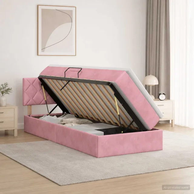 vidaXL Opslag bed met hoofdeinde Roze 90 x 200 cm Fluweel
