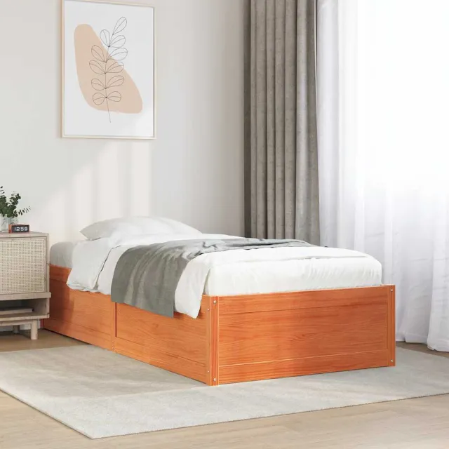 vidaXL Bedframe zonder matras massief grenenhout wasbruin 100x200 cm
