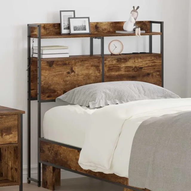 vidaXL Opslag hoofdbord Gerookt eiken 90 cm Bewerkt hout Bruin