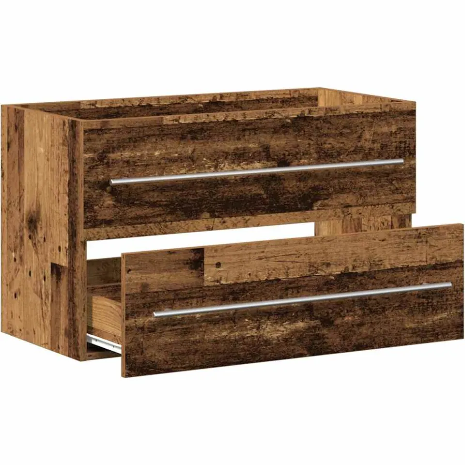 vidaXL Badkamer wastafelkast oud hout 80x38,5x48 cm bewerkt hout bruin, foto 4