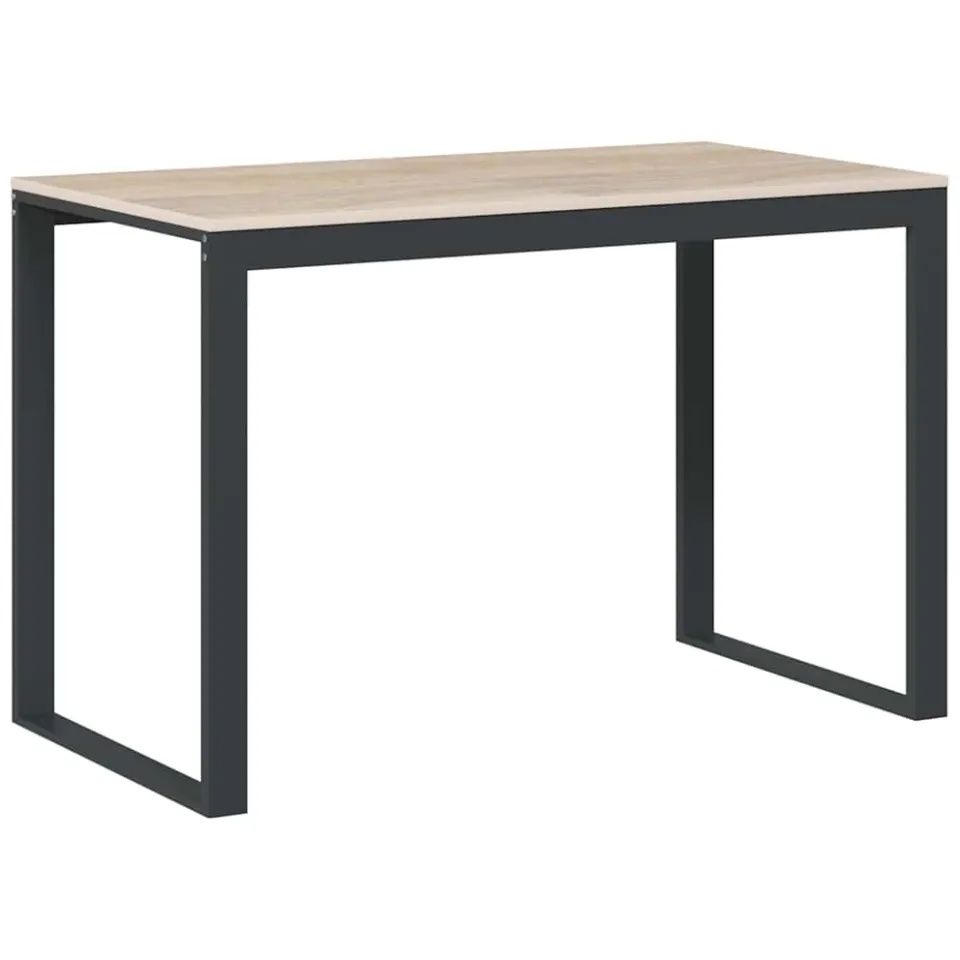 vidaXL Computerbureau 110x60x73 cm spaanplaat zwart en eikenkleurig, foto 3