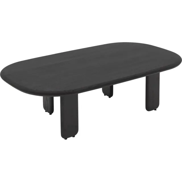 Goossens Salontafel Kara - 140 x 40 x 80 - eiken - zwart - semi rond eiken gelakt smoky