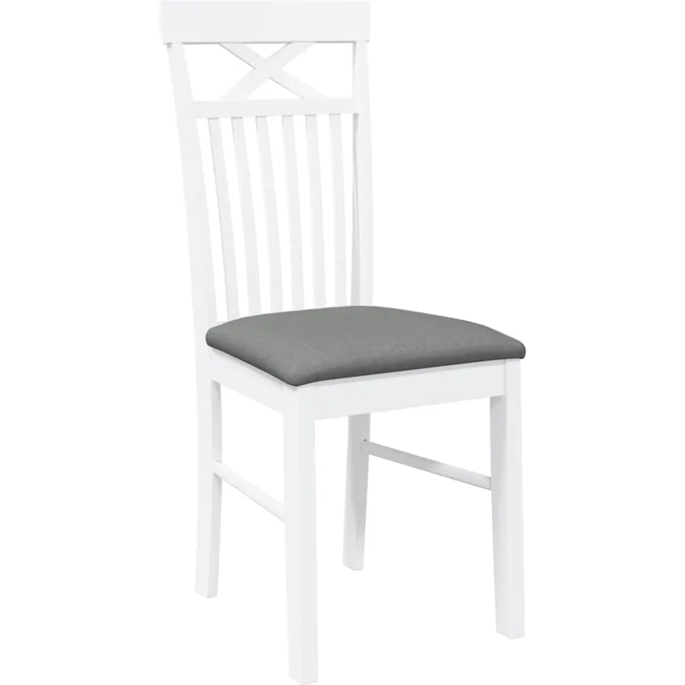 vidaXL Eetkamerstoelen met kussens 2 st massief hout rubber wit, foto 4