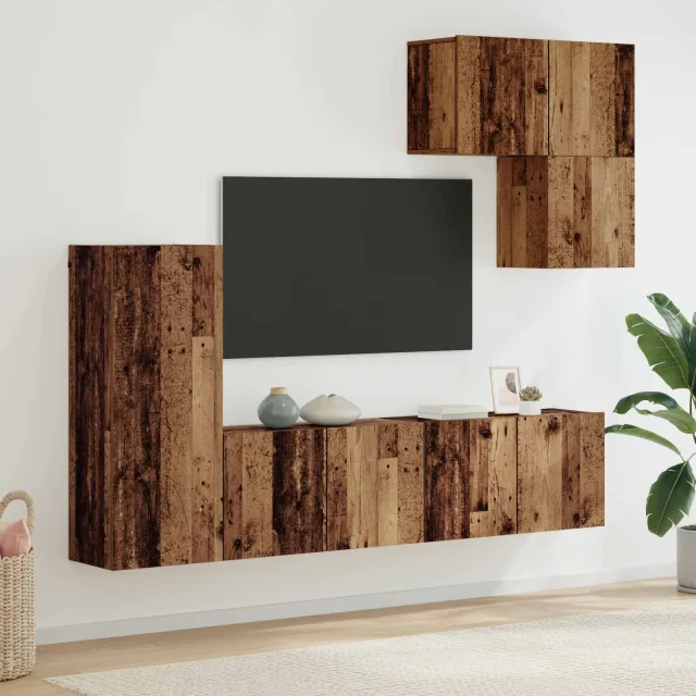 vidaXL TV-wandmeubel 5 st 240 x 30 x 183 cm Oud Hout Bruin
