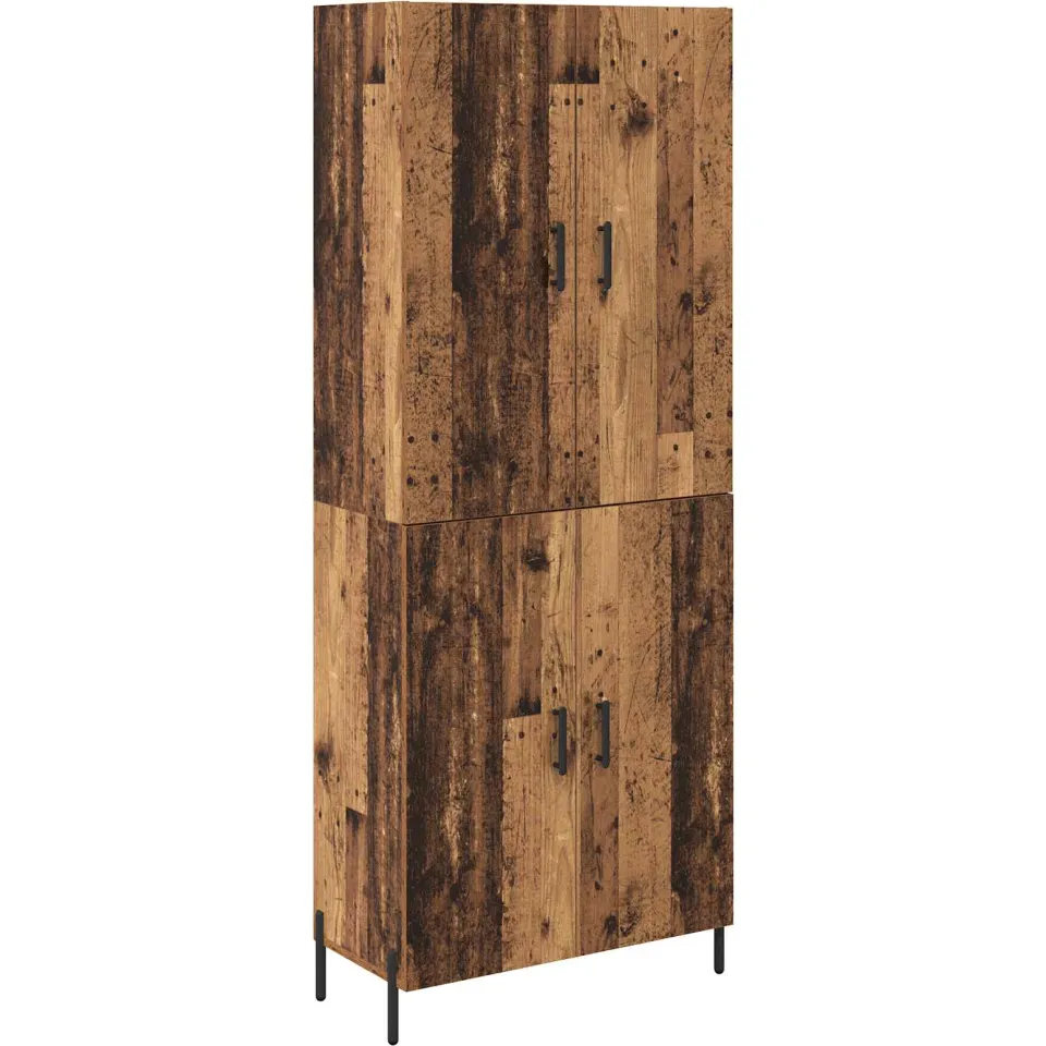 vidaXL Highboard Oud Hout 69,5 x 34 x 180 cm Bewerkt hout bruin, foto 3
