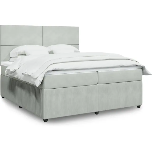 vidaXL Boxspring met matras fluweel lichtgrijs 200x200 cm grijs