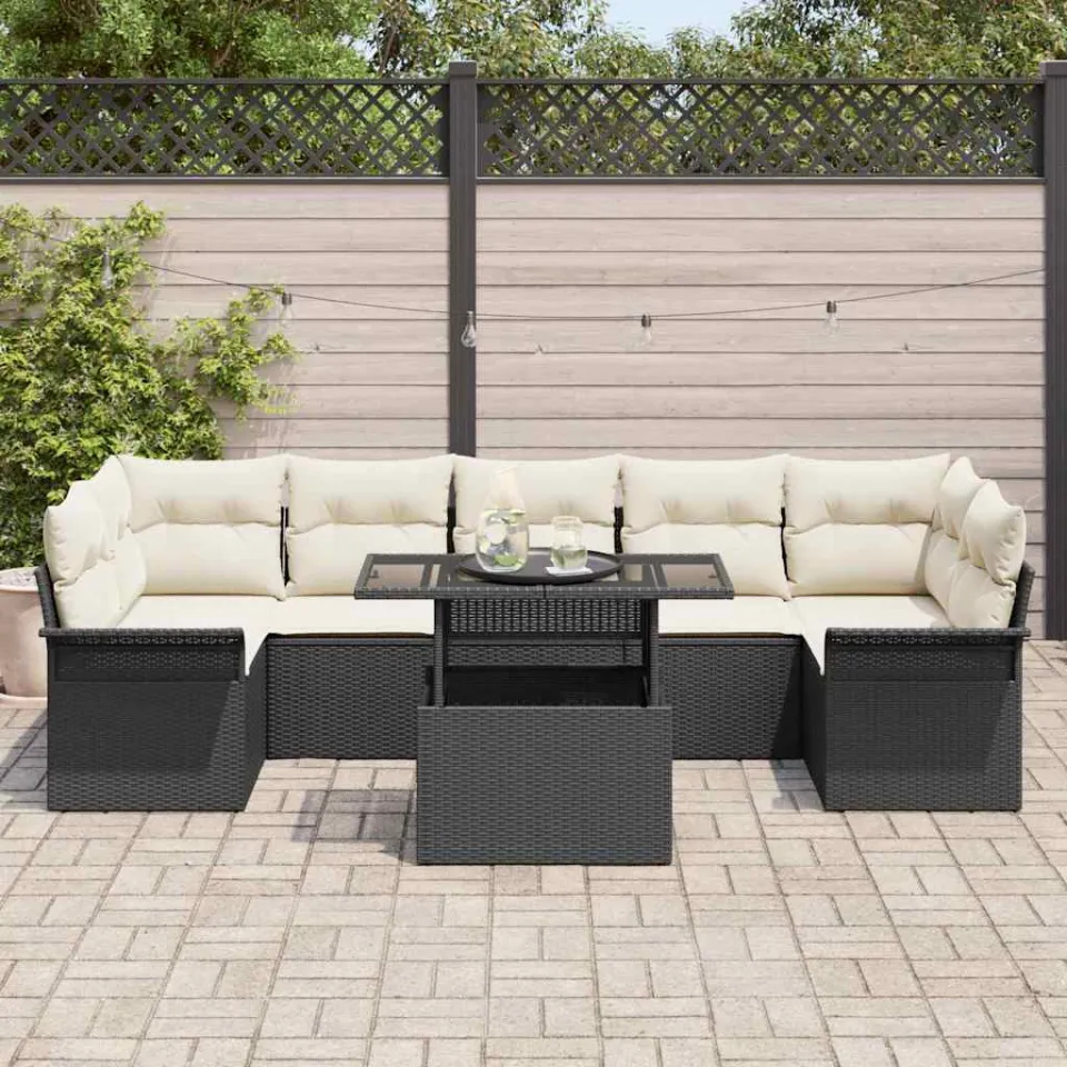 vidaXL Tuin Sofa Set 8 st Zwart poly rattan, foto 3