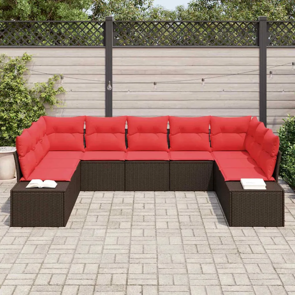 vidaXL Tuin Sofa Set 9 st Bruin poly rattan, foto 3