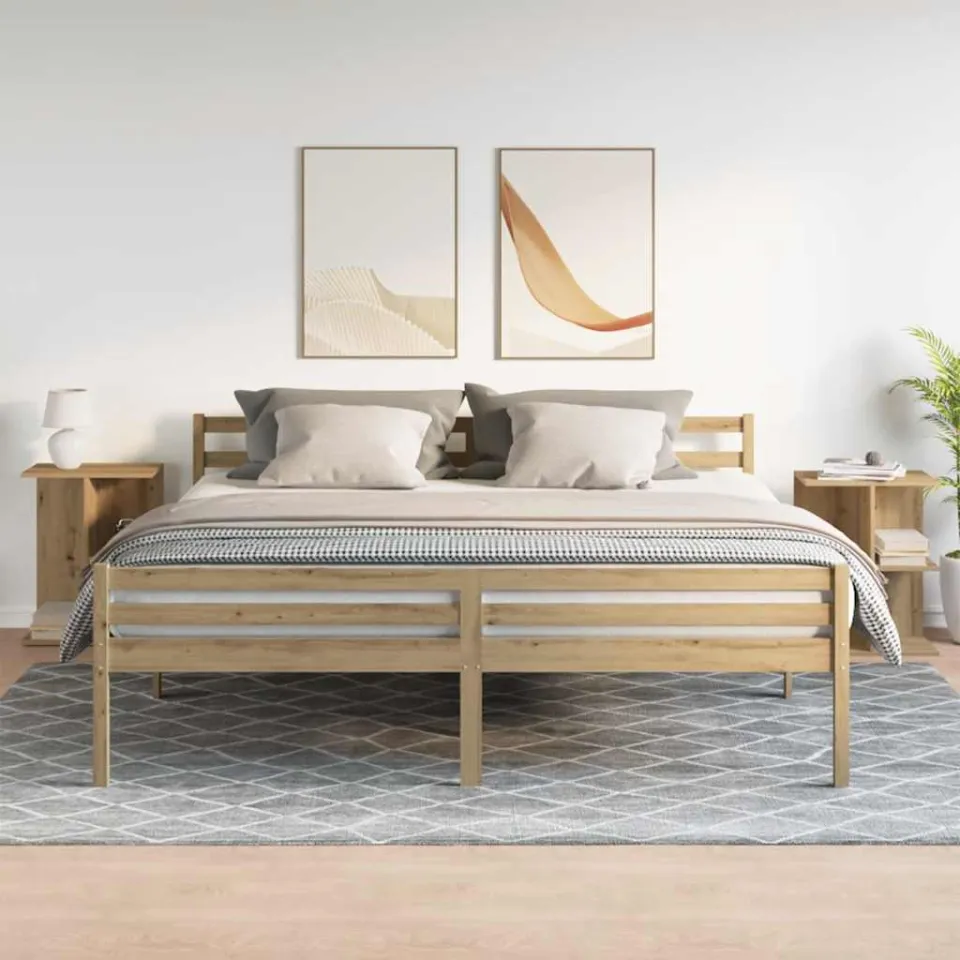 vidaXL Nachtkastjes 2 st 46,5x29x61 cm bewerkt hout artisanaal eiken, foto 2