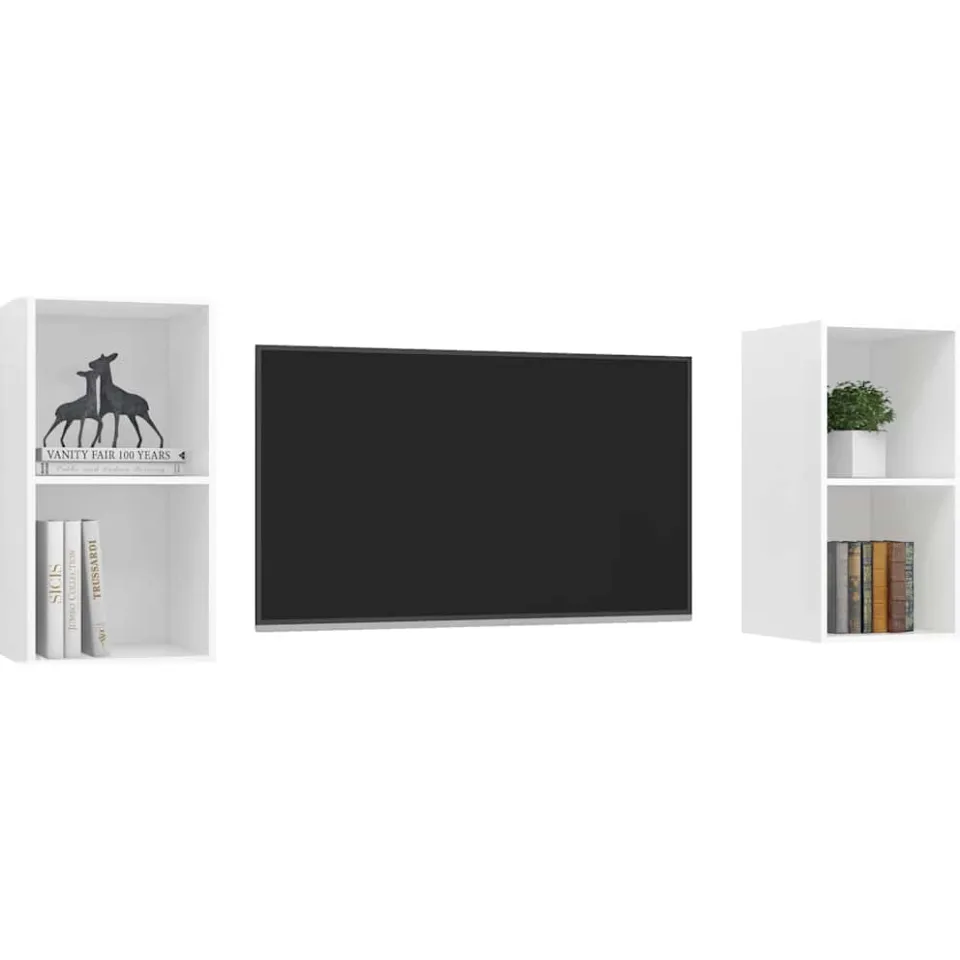 vidaXL Tv-wandmeubelen 2 st bewerkt hout wit, foto 4