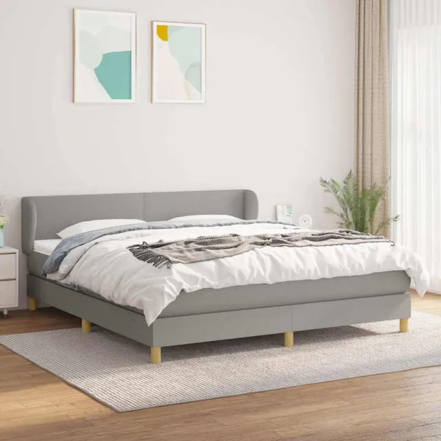 vidaXL Boxspring met matras stof lichtgrijs 160x200 cm grijs