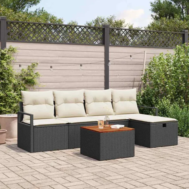 vidaXL Tuinbankenset 6 st Zwart poly rattan, foto 2