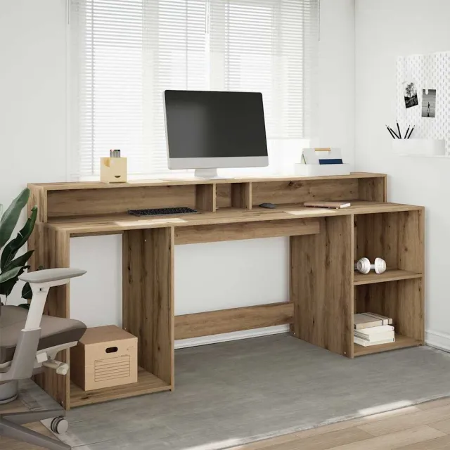 vidaXL Desk Artisanaal eiken 200 x 55 x 91 cm Engineered Wood Bruin