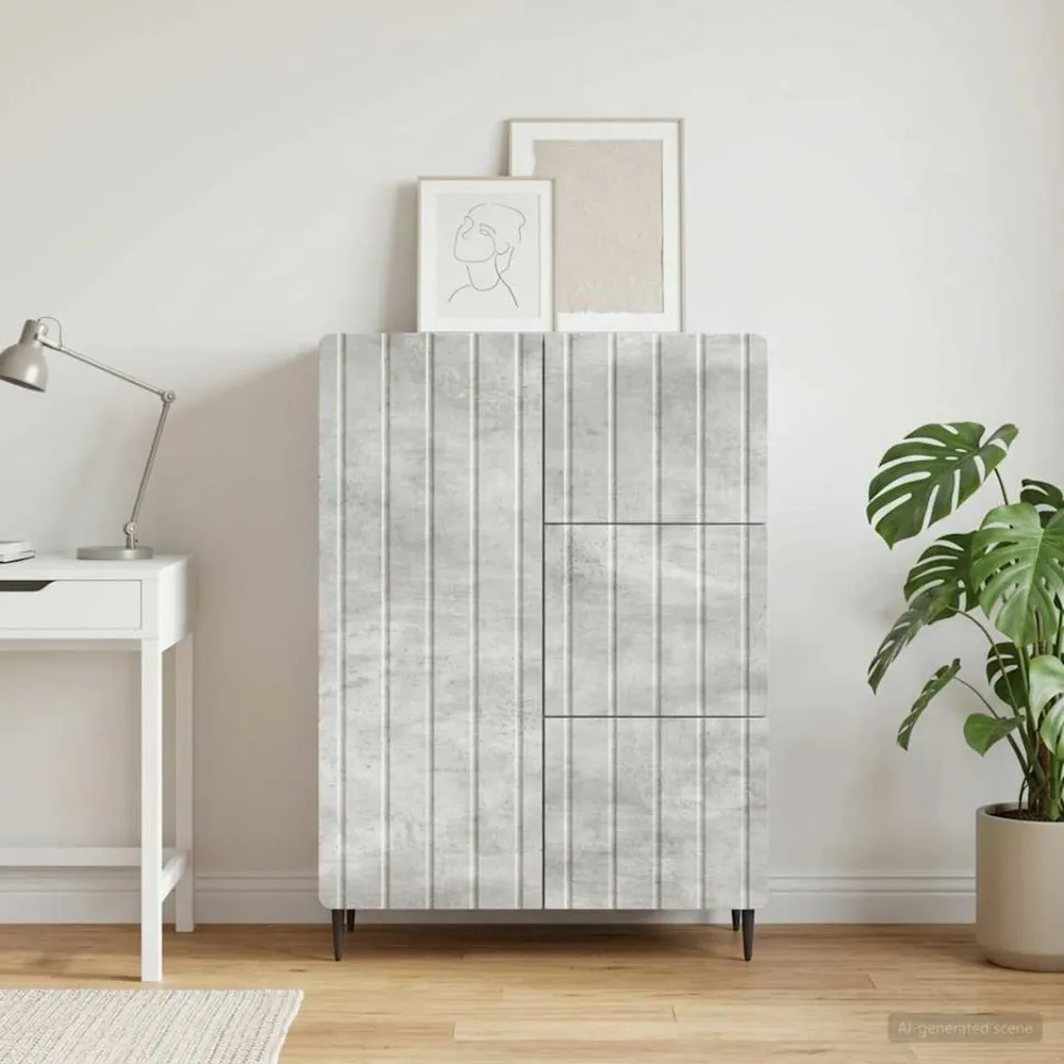 vidaXL Dressoir Betongrijs 66 x 34,5 x 92 cm Bewerkt hout grijs, foto 3