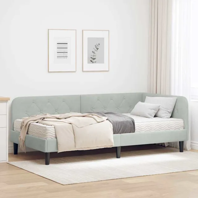 vidaXL Hoekbedframe Lichtgrijs 100 x 200 cm Fluweel