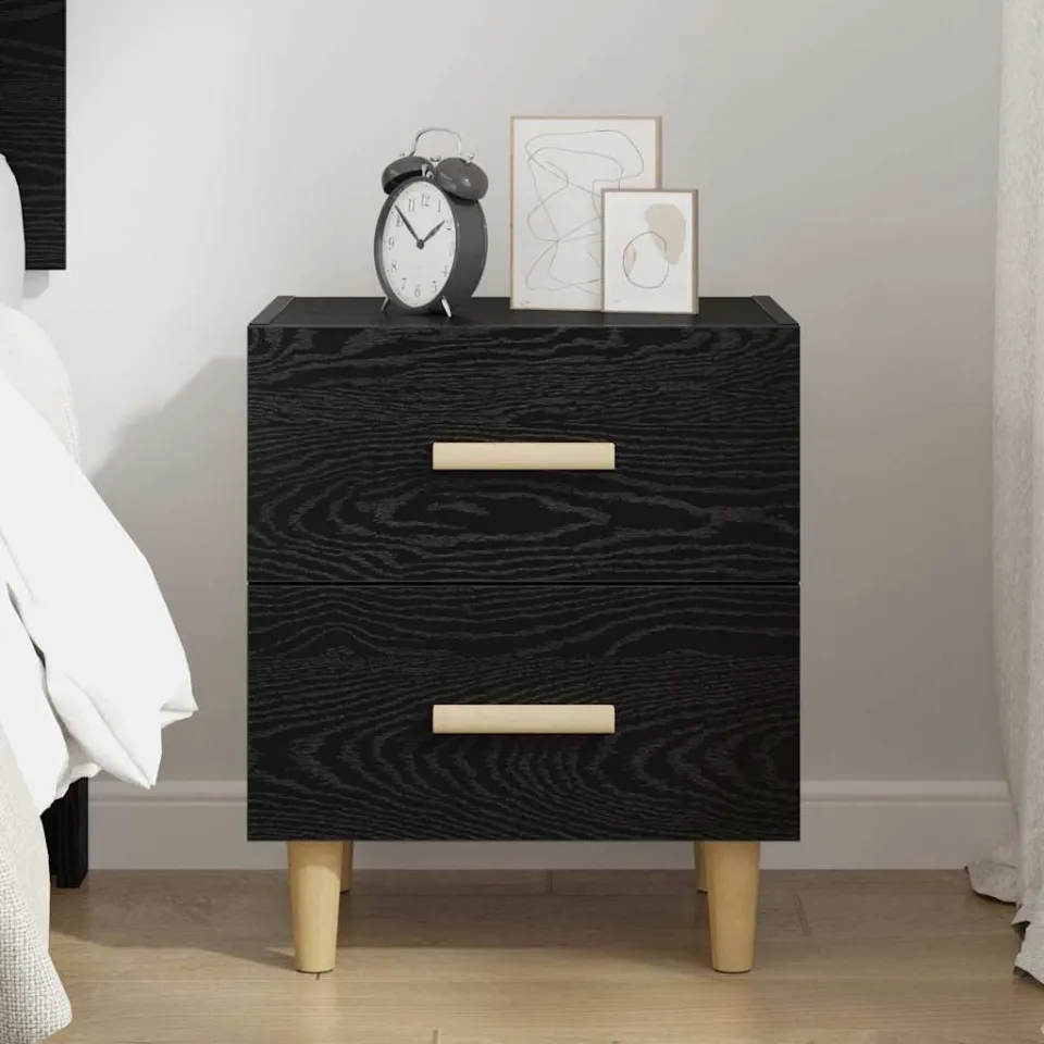 vidaXL Bed kast Zwart Eiken 40 x 35 x 47.5cm Bewerkt hout, foto 4