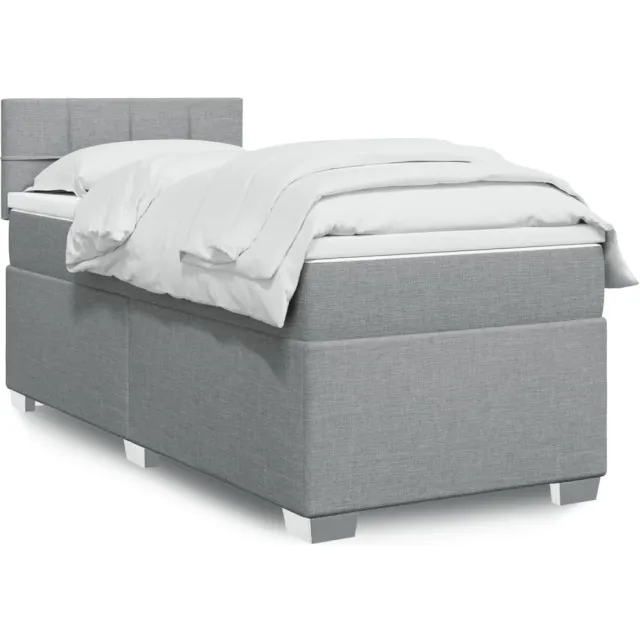 vidaXL Boxspring met matras stof lichtgrijs 100x200 cm grijs
