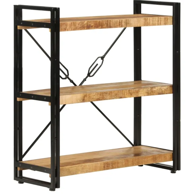 vidaXL Boekenkast 3-laags 77x30x80 cm massief mangohout en ijzer Bruin