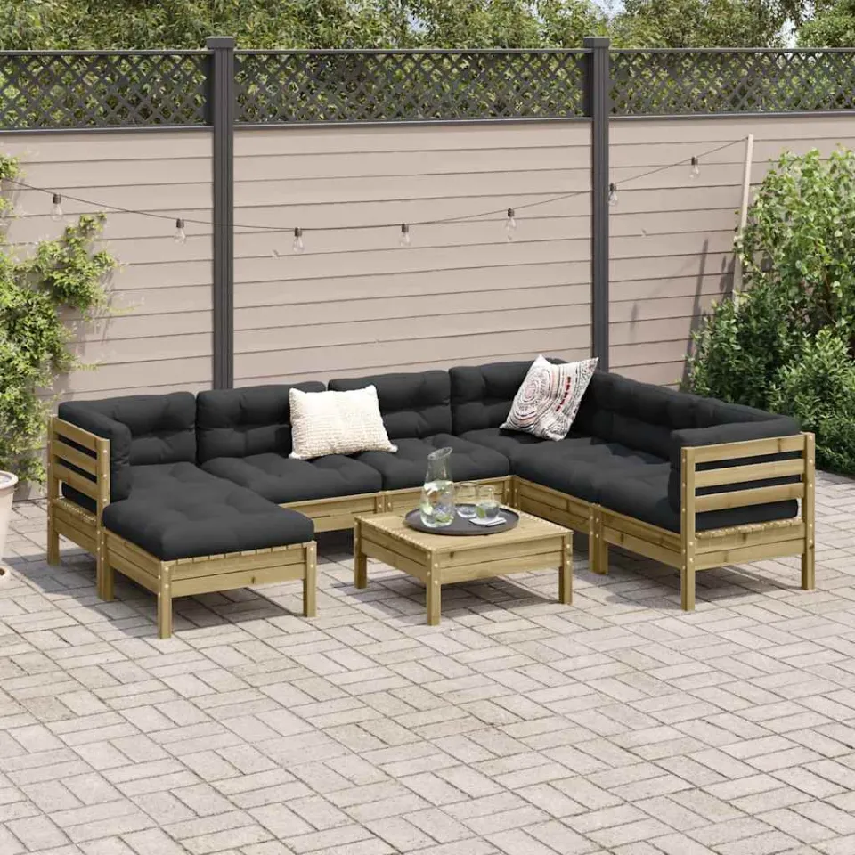 vidaXL 8-delige Loungeset met kussens geïmpregneerd grenenhout bruin, foto 2