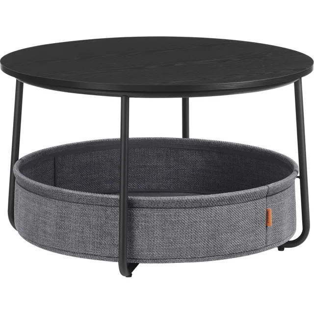 MAZAZU Salontafel - Met mand - Rond - Zwart - 75x45 cm Wit