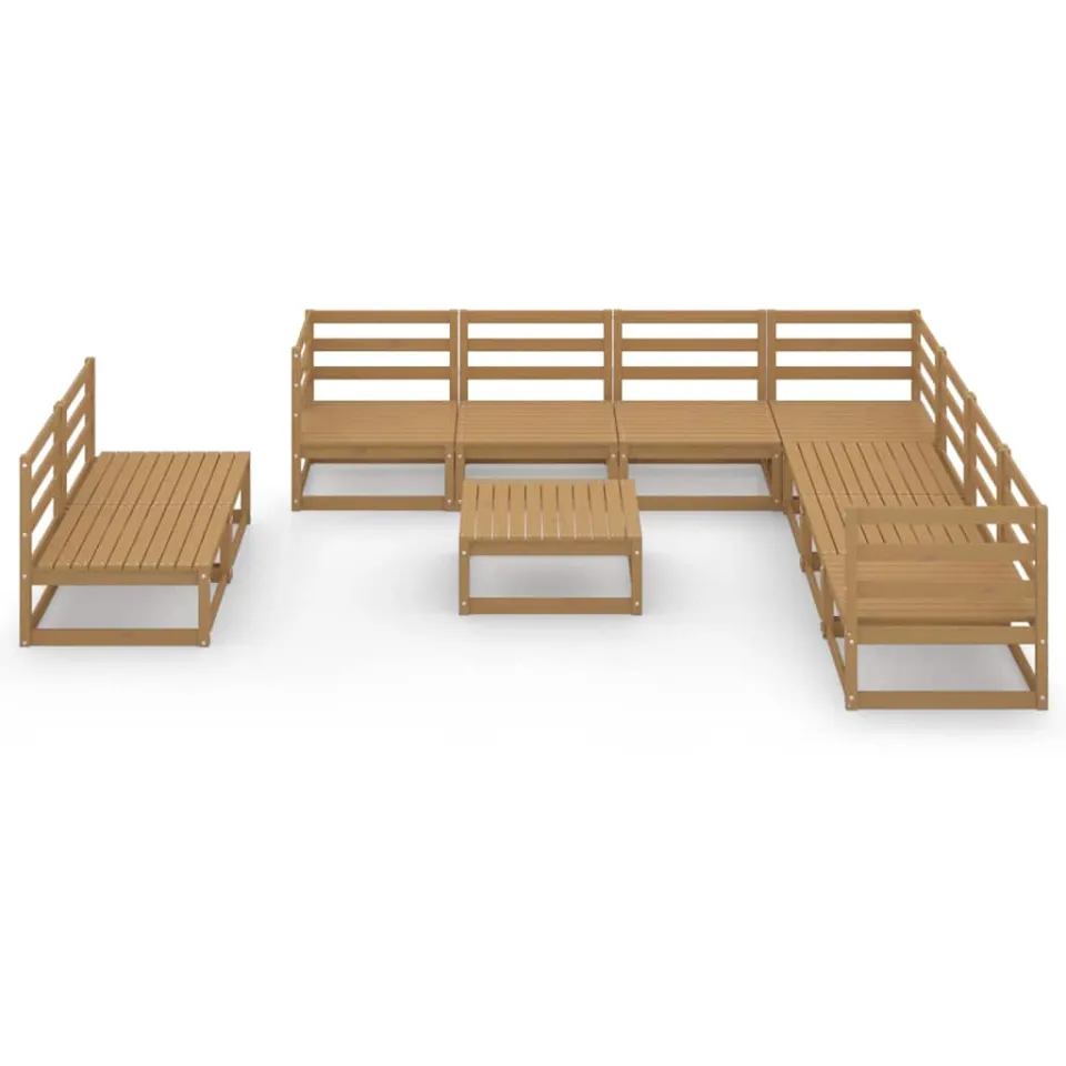 vidaXL 10-delige Loungeset massief grenenhout honingbruin