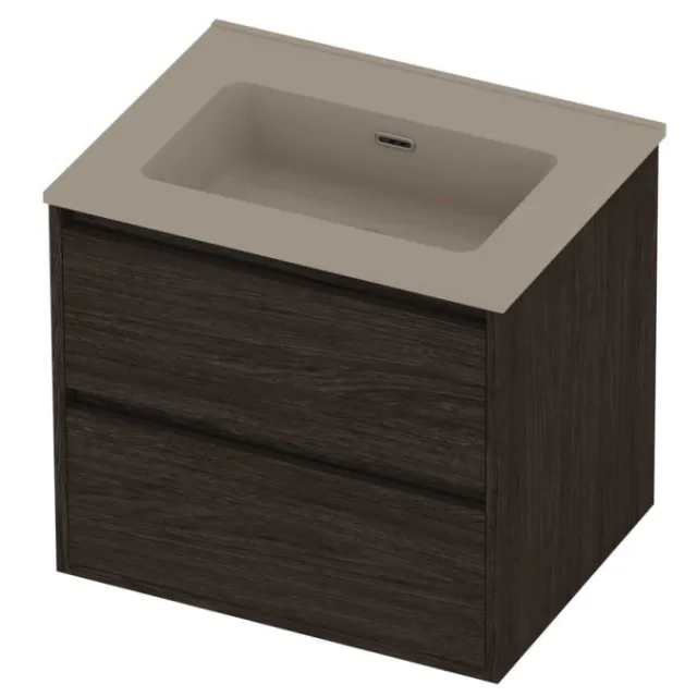 Proline Tribute Badmeubelset Porselein Elegant 1 Gat 60x46x54 cm Mat Crème Cotton Mokka Oak Eiken