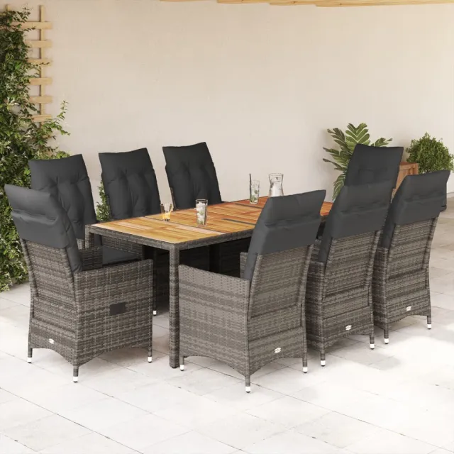 vidaXL 9-delige Tuinset met kussens poly rattan grijs, foto 2