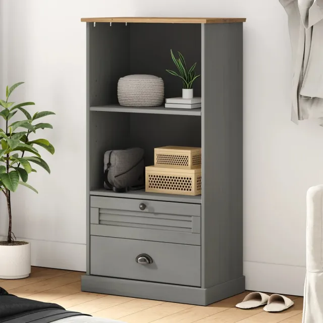 vidaXL Boekenkast VIGO 60x35x114,5 cm massief grenenhout grijs, foto 2