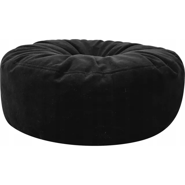 Syma Pouf Roller Velvet Zwart 47x47x20 cm - Comfortabele Voetenbank & Zetel