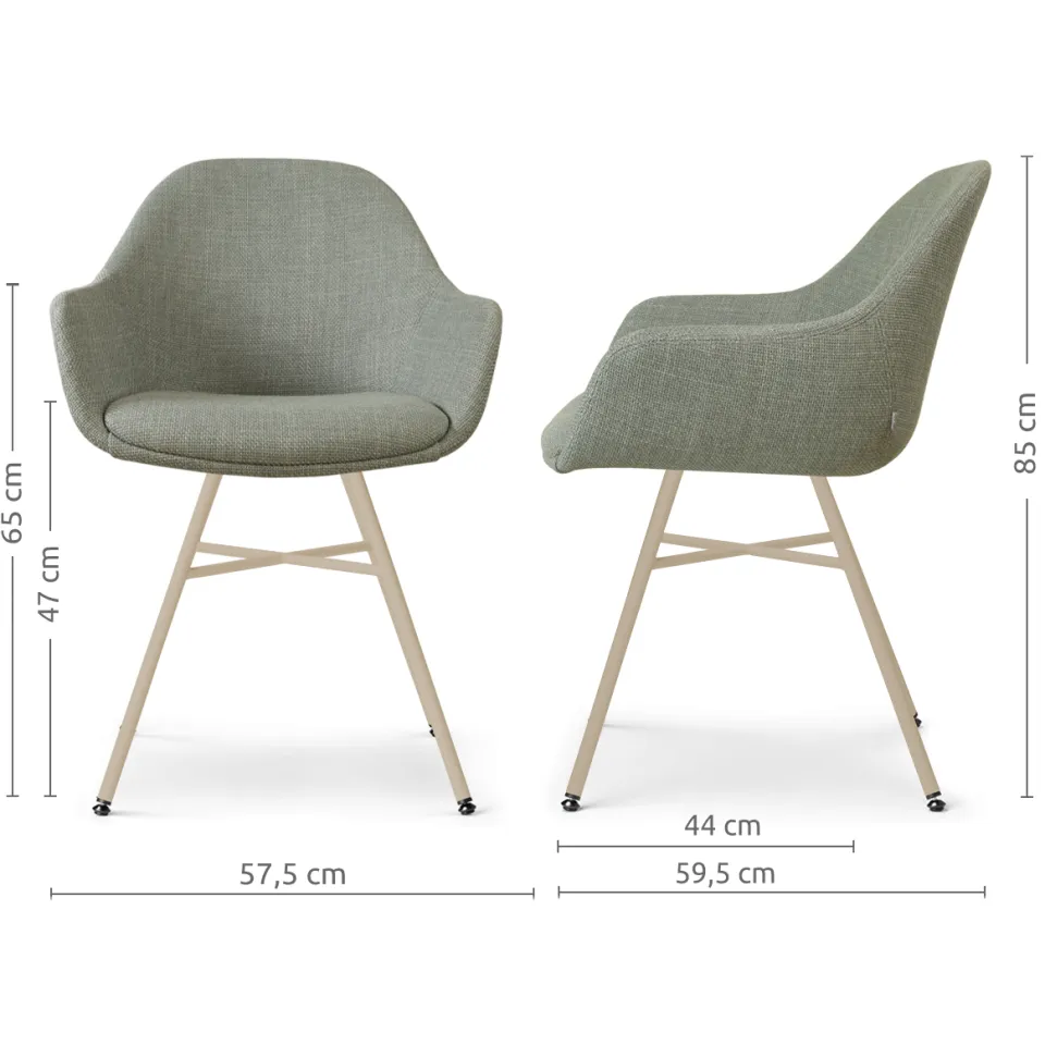 Nolon Noa-Mae eetkamerstoel saliegroen - beige onderstel, foto 2