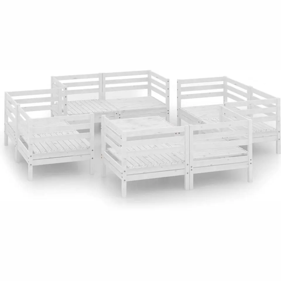 vidaXL 9-delige Loungeset massief grenenhout wit, foto 3