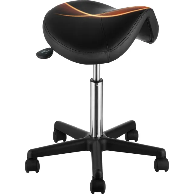 Vevor Zadelkruk met wielen 400lb Gewichtscapaciteit Ergonomische Rolling Zadelkruk In Hoogte Verstelbaar Verdikt PU Leer Draaibare Zadelkruk Stoel voor Salon Spa Clinic Zwart