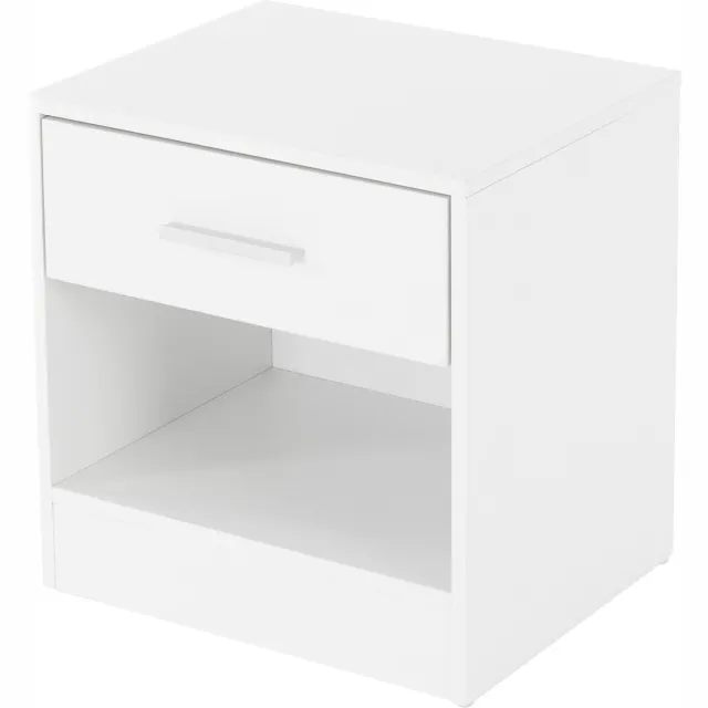 ml-design Nachtkastje met één lade en open vak, wit, gemaakt van hout, 36,5x38,5x30cm, aluminium handvat, nachtkastje nachtkastje bijzettafeltje, geschikt voor elk bed & slaapkamer