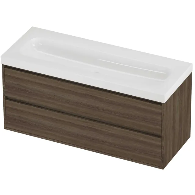 Proline Haga Badmeubelset Polystone Mezza Enkel 120x46x58 cm Glans Wit Vital Oak Eiken